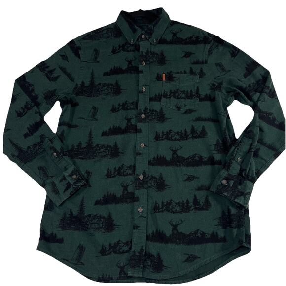 Chaps Other - Chaps Performance Flannel Shirt Men's Size M Green Soft Hunting Deer Duck Cabin